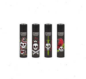 Clipper Lighters - Skull Tattoo (48pcs + 5 Free Lighters)