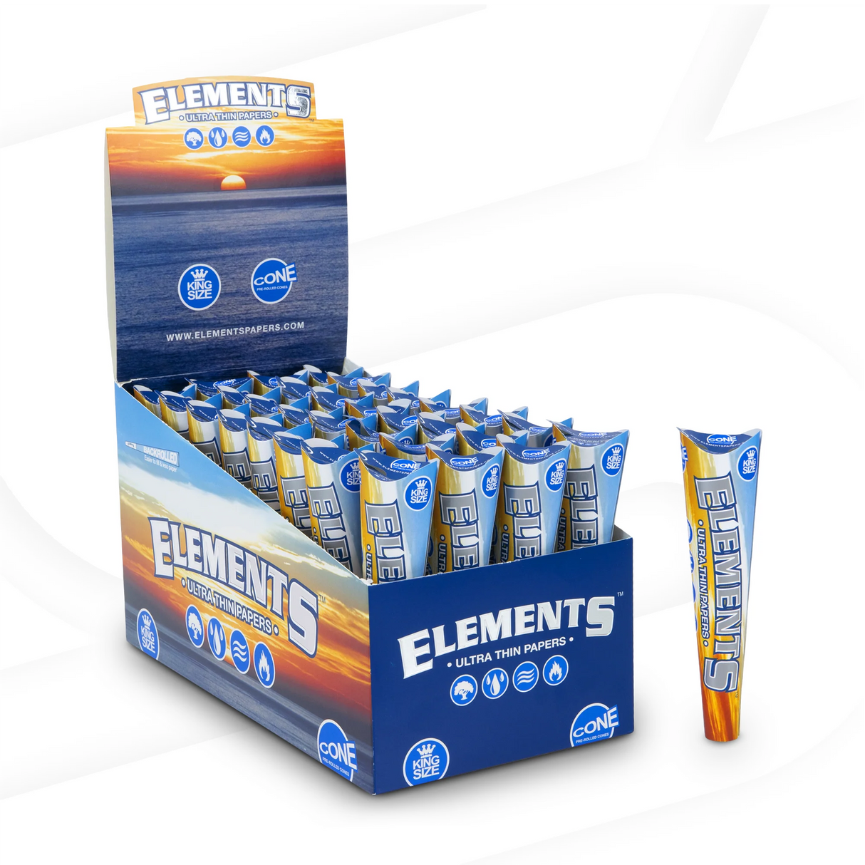 Elements - King Size Classic 3ct Cones (32pcs)