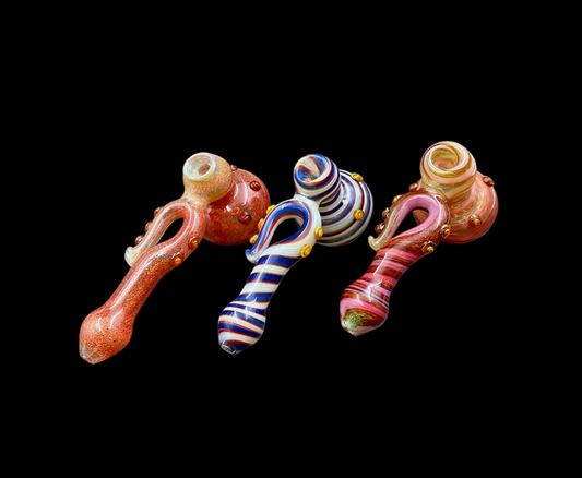 Glass Hammer Bubbler - Tentacle Handle (8")