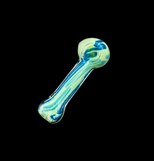 Glass Hand Pipe - Colored Slashes (3")