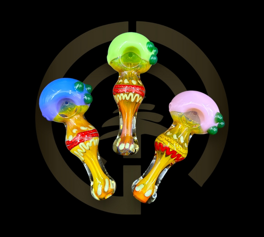 Glass Hand Pipe - Colored Top Fiesta (5")