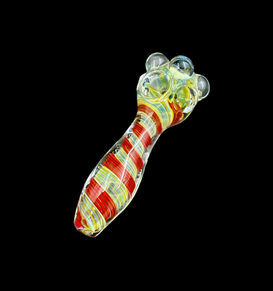 Glass Hand Pipe - Pebble Top Double Bowl (5")