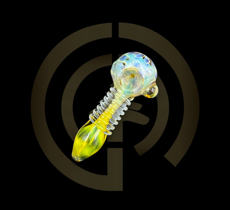 Glass Hand Pipe - Golden Fume Wrapped (5")