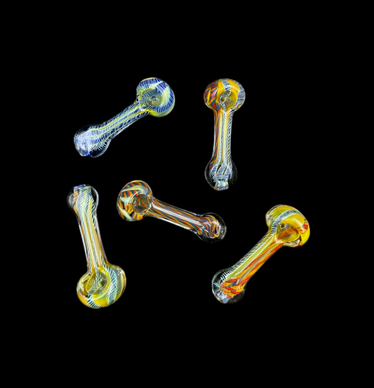 Glass Hand Pipe - Linear Multi Color (3")