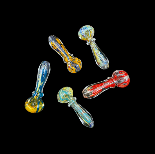 Glass Hand Pipe - Splattered Lines (3")