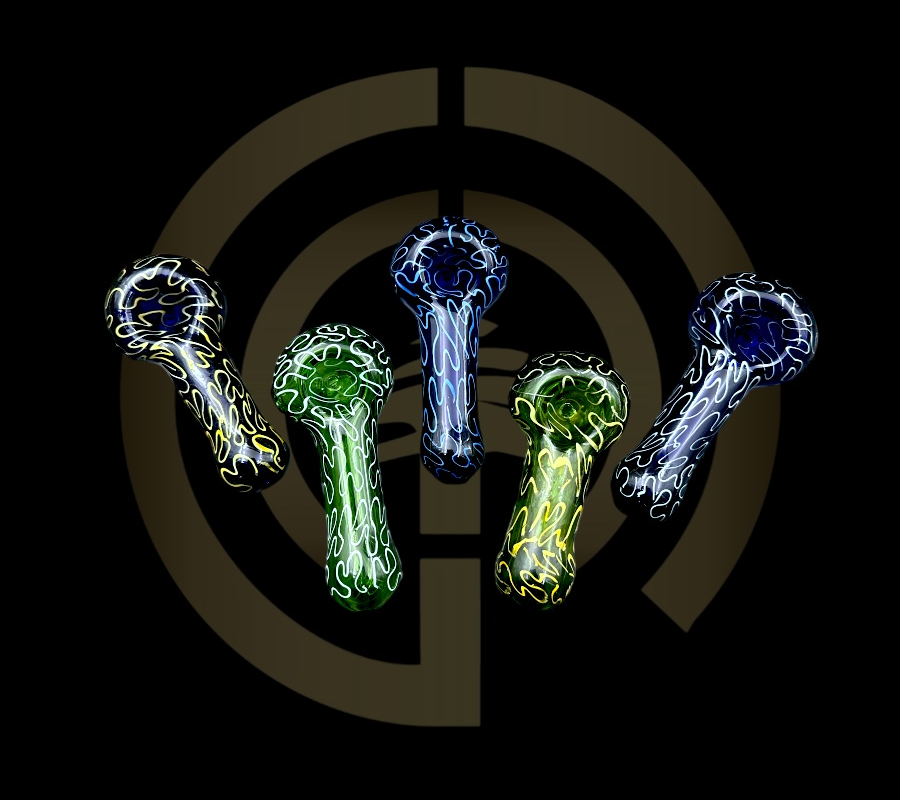 Glass Hand Pipe - Squiggly (4")