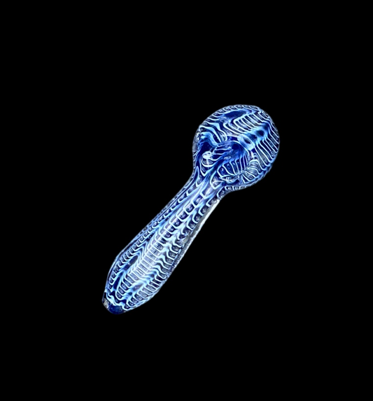 Glass Hand Pipe - Blue Bubbles (5.5")