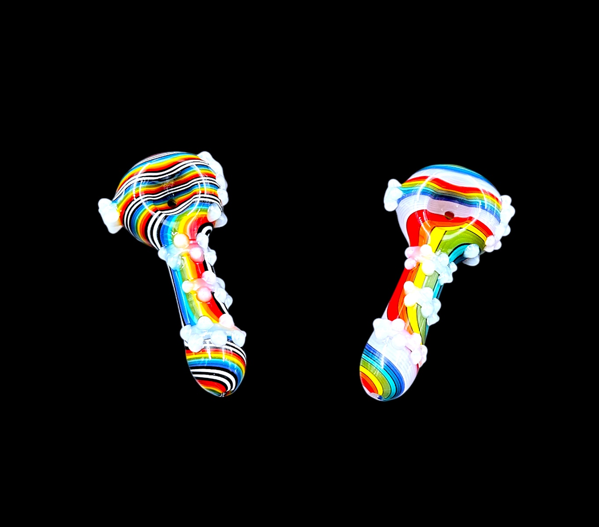 Glass Hand Pipe - Rainbow Clouds (4.5")