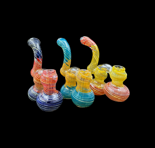 Glass Bubbler - Double Chamber Swirls (6.5")