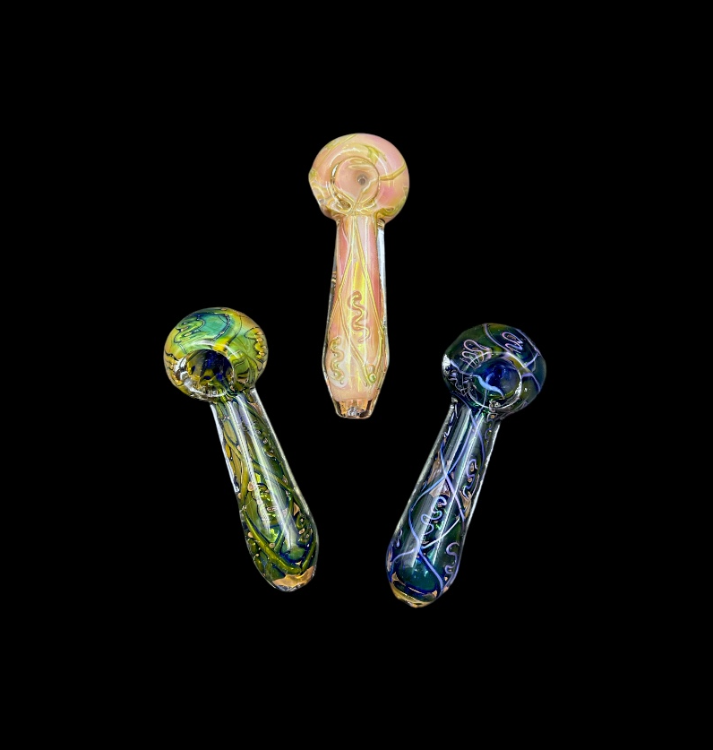 Glass Hand Pipe - Royal Squiggles (5")