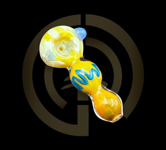 Glass Hand Pipe - Golden Fumed Swirls (4.5")