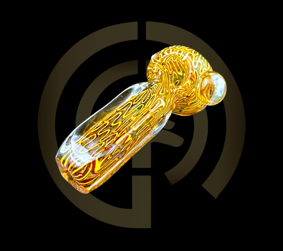 Glass Hand Pipe - Squiggle Square (4.5")