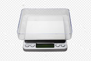 Digital kitchen scale on a white background
