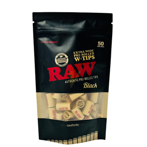 RAW -  Black Extra Wide Pre Rolled Tips (50pcs)
