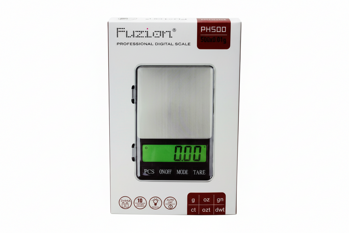 Fuzion digital scale packaging on a white background