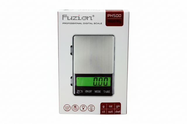 Fuzion digital scale packaging on a white background