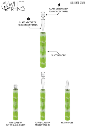 White Rhino - Premium Quartz Chillum To Straw Glow In The Dark (25ct)
