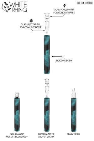 White Rhino - Premium Pyrex Chillum To Straw Original (25ct)