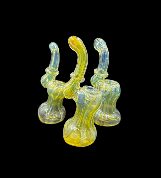 Mini Glass Bubbler - Golden Fume (5")