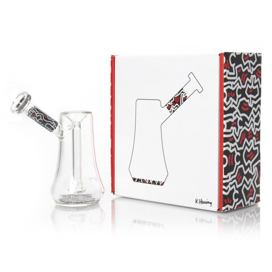 K. Haring Collection - Glass Bubbler (Red/White/Black)