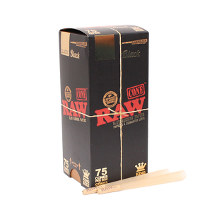 RAW - Black King Size Classic Pre-Roll Cone (75 Pack)