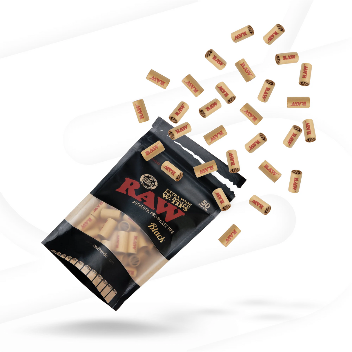 RAW -  Black Extra Wide Pre Rolled Tips (50pcs)