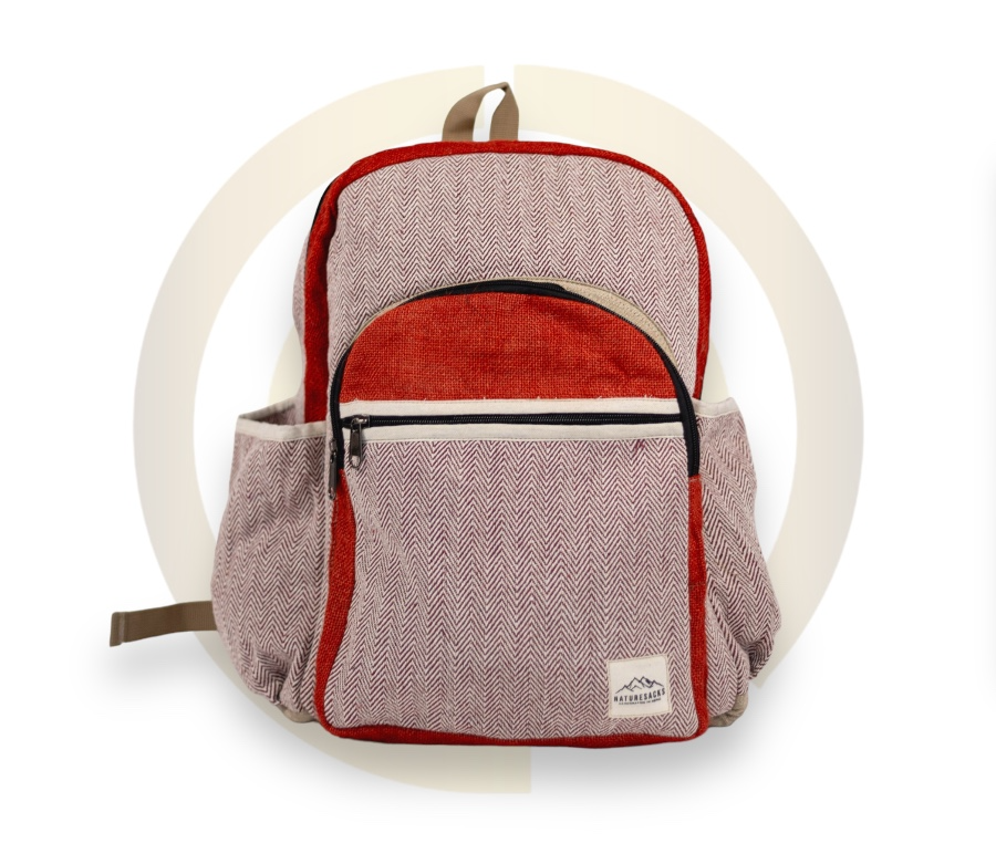 Nature Sacks - Handcrafted Hemp Backpack - Red 2