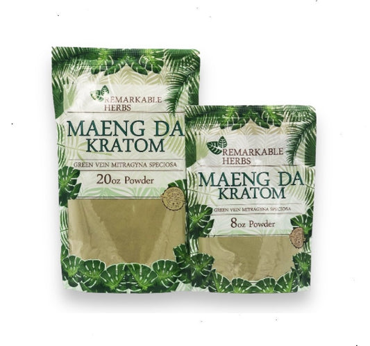 Remarkable Herbs - Green Vein Maeng Da Kratom Powder (3 Sizes)