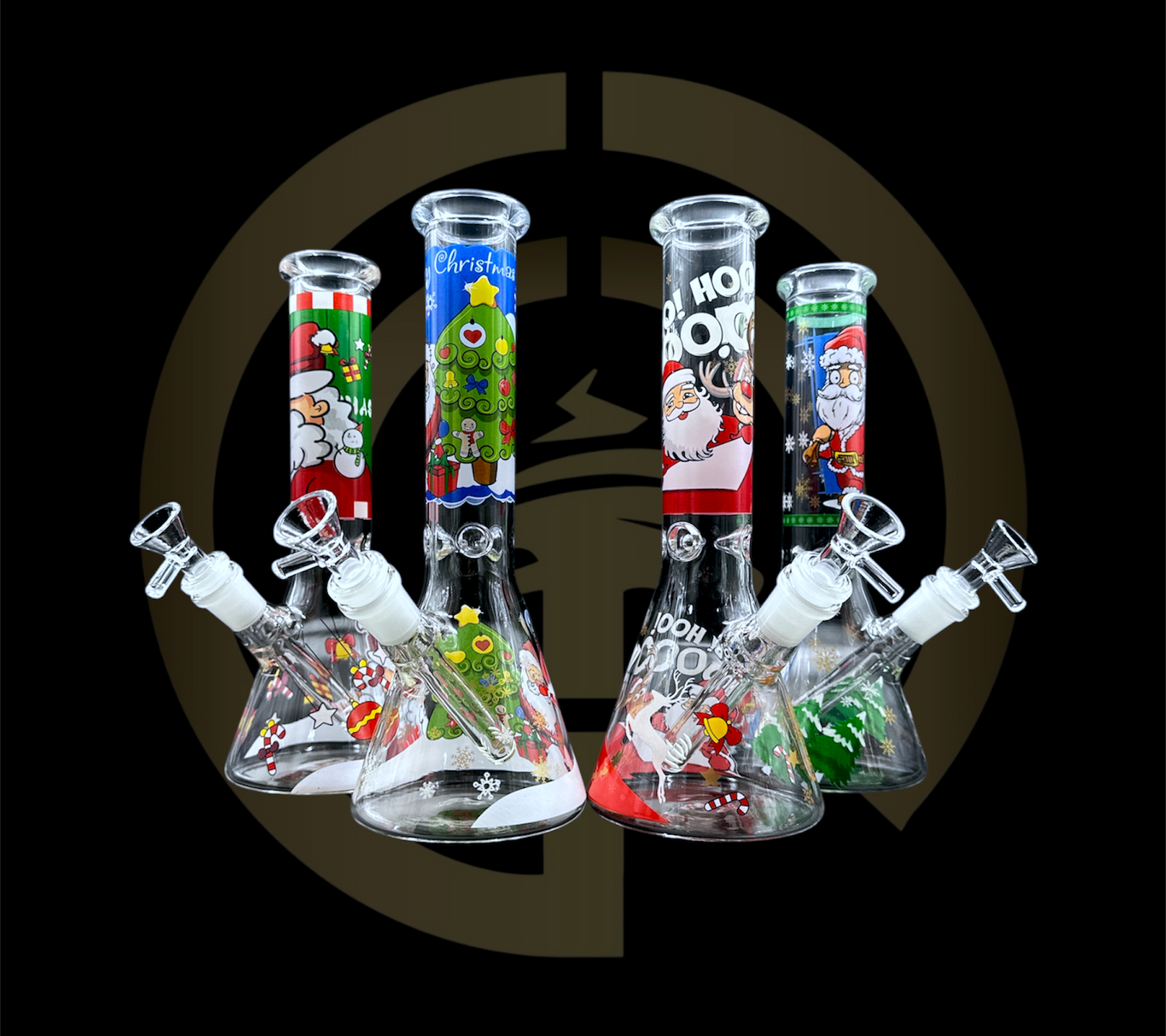 ONE TIME SEASONAL ITEM - Glass Water Pipe - Christmas (10")