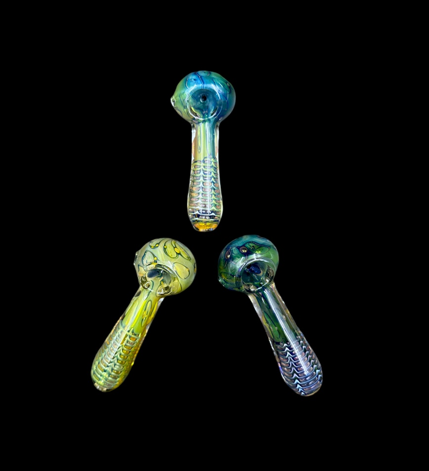Glass Hand Pipe - Shiny Bubbles (5")