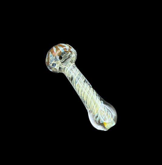 Glass Hand Pipe - Silver Fumed Swirls (3")