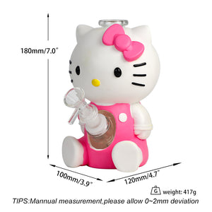 Glass Water Pipe - Kitty (7")