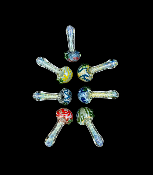 Glass Hand Pipe - Swirl Colored Head (4")