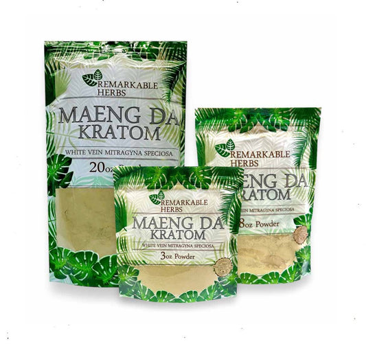 Remarkable Herbs - White Vein Maeng Da Kratom Powder (3 Sizes)