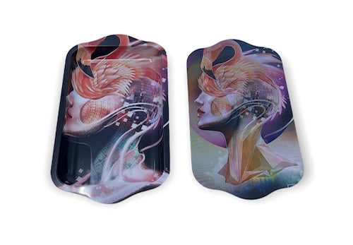 Metal Rolling Tray w/ 3D Magnetic Lid - Flamingo Lady