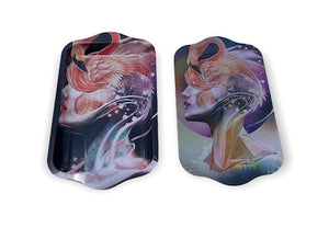 Metal Rolling Tray w/ 3D Magnetic Lid - Flamingo Lady