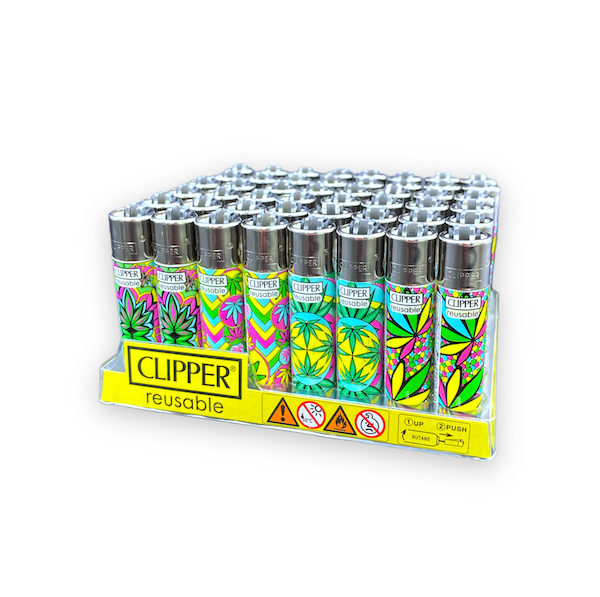 Clipper Lighters - Neon Leaves (48pcs)