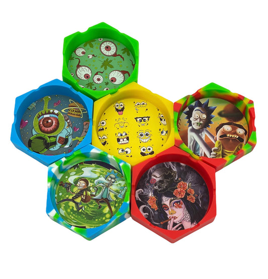 Silicone Ashtray - Hexagon Toons