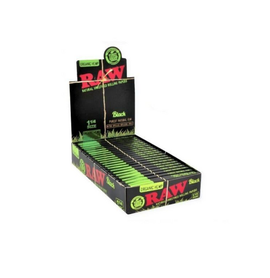 RAW - 1 1/4 Black Organic Hemp Papers (24 packs)