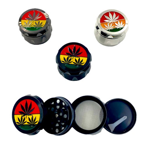 Grinder - Rasta Leaf (2.2")