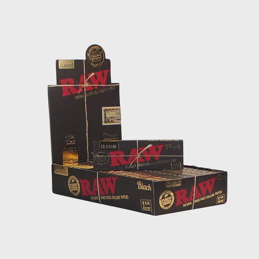RAW - 1 1/4 Black Classic Natural Unrefined (24 packs)