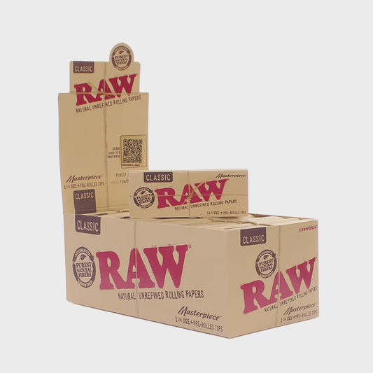 RAW - 1 1/4 Masterpiece Classic w/ Pre Rolled Tip (24 packs)