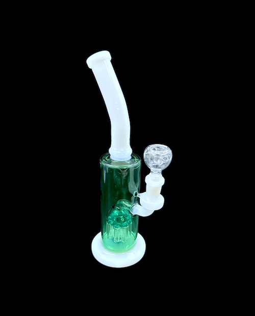 Glass Water Pipe - White Handle (10")