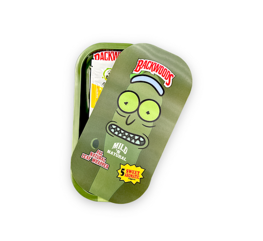 Slim Metal Rolling Tray w/ 3D Magnetic Lid - Pickle