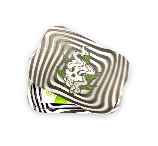 Metal Rolling Tray w/ 3D Magnetic Lid - Zebra Skull